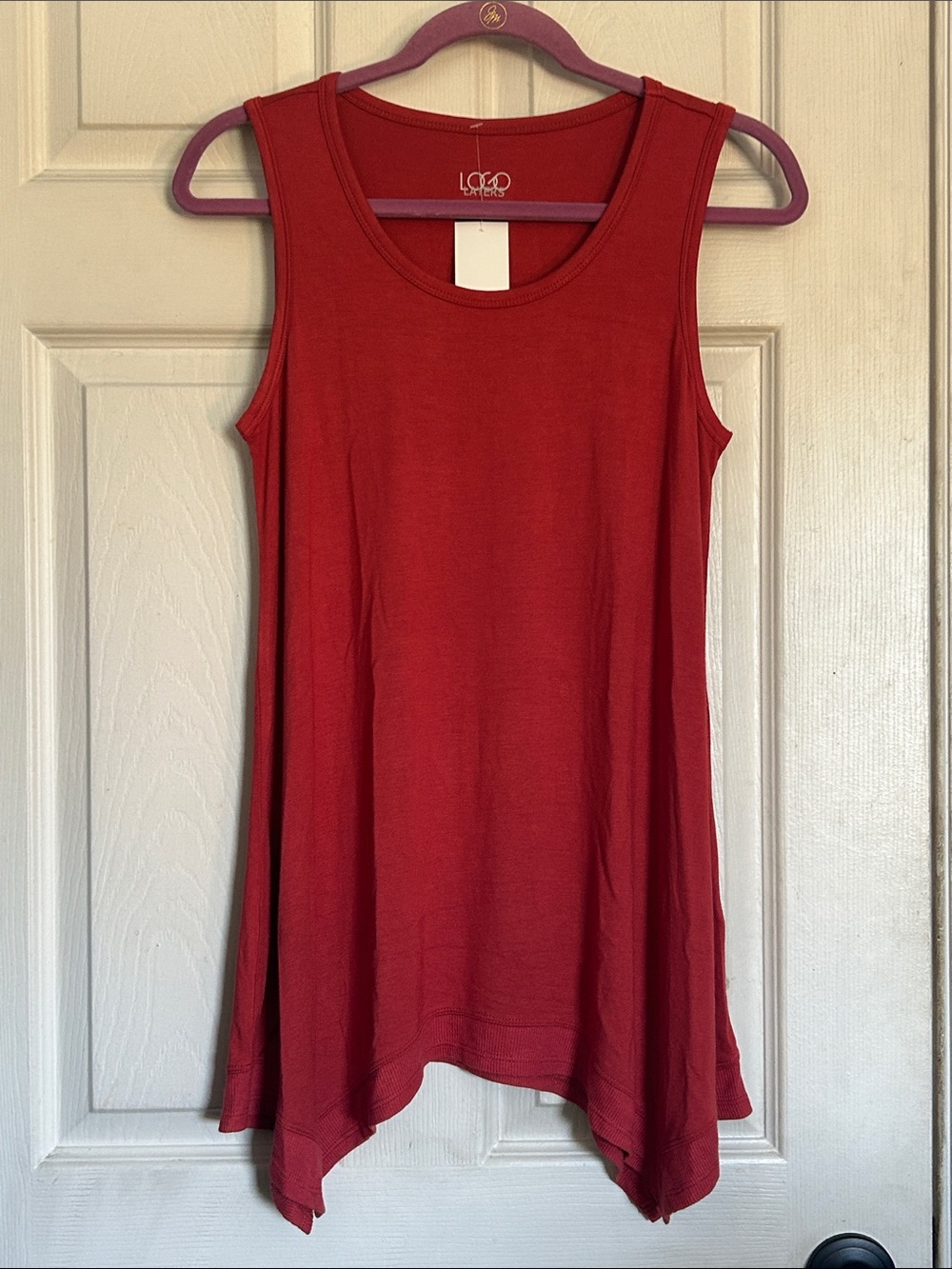 LOGO Layers by Lori Goldstein Hankerchief Hem Tank size XS - Picture 2 of 5